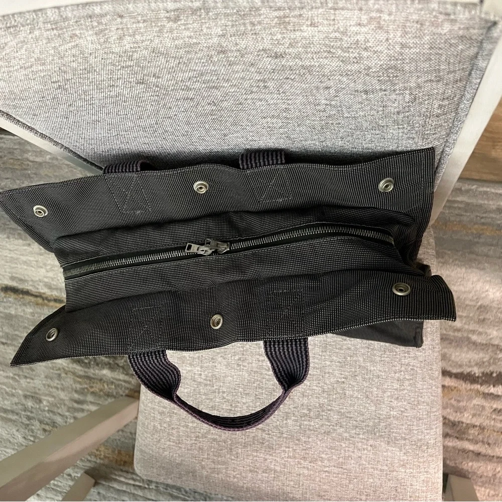 Hermes Herline Cotton MM Black and Gray Tote Bag 1990’s to 2000.